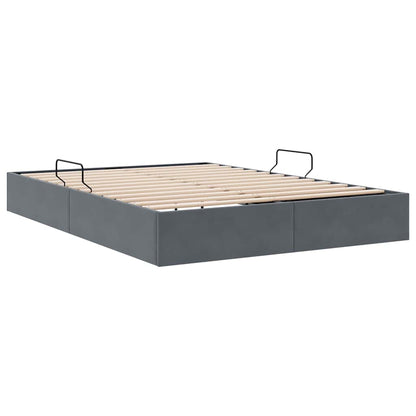 Storage Bed with Storage Dark Grey 137 x 190 cm Velvet