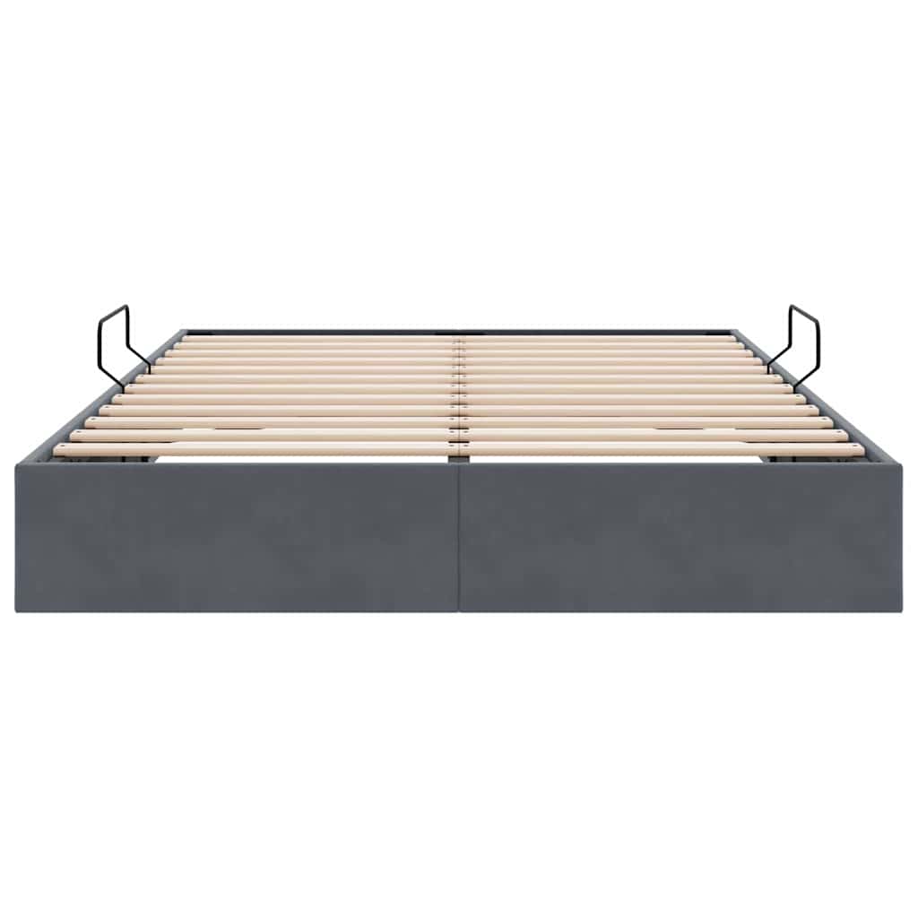 Storage Bed with Storage Dark Grey 137 x 190 cm Velvet