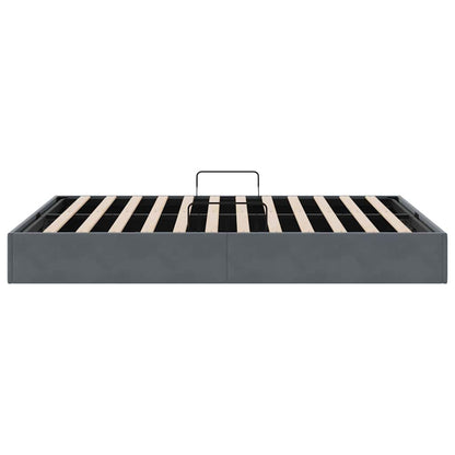 Storage Bed with Storage Dark Grey 137 x 190 cm Velvet
