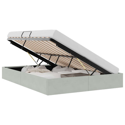 Storage Bed with Storage Light Grey 153 x 203 cm Velvet