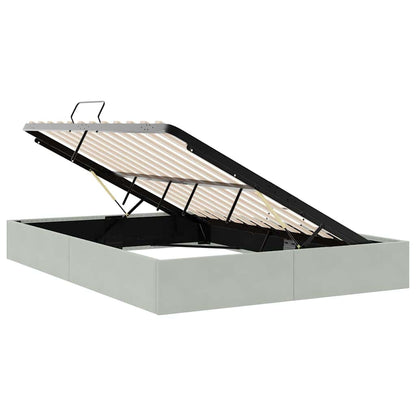 Storage Bed with Storage Light Grey 153 x 203 cm Velvet