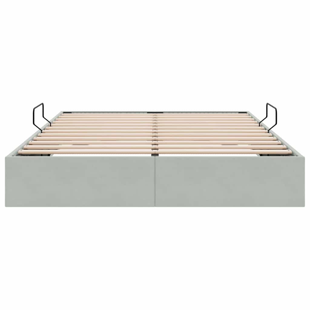 Storage Bed with Storage Light Grey 153 x 203 cm Velvet