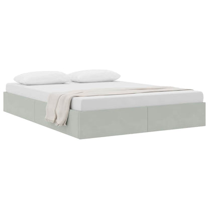 Storage Bed with Storage Light Grey 153 x 203 cm Velvet