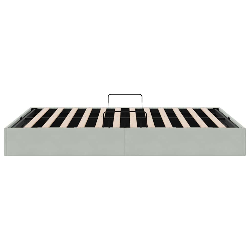 Storage Bed with Storage Light Grey 153 x 203 cm Velvet
