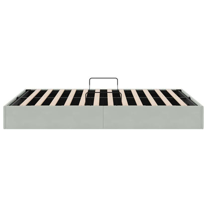 Storage Bed with Storage Light Grey 153 x 203 cm Velvet