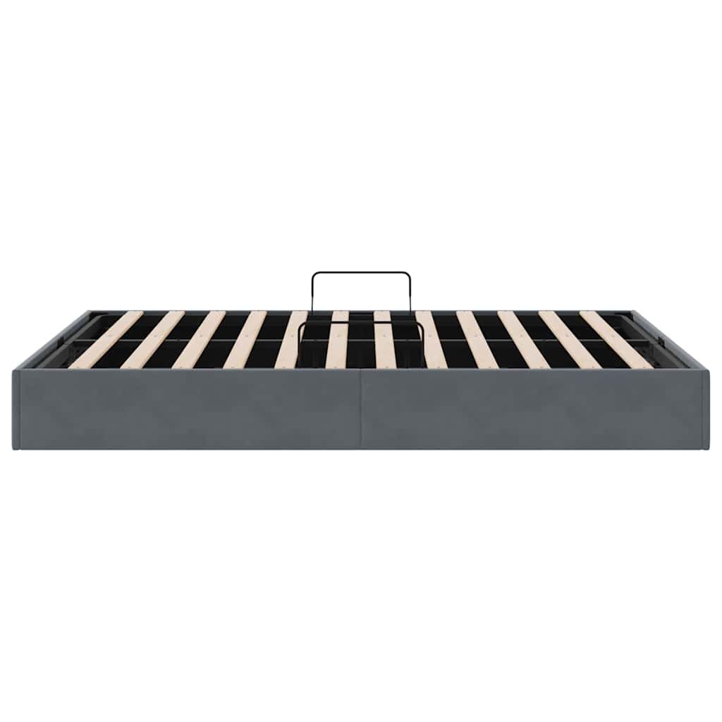 Storage Bed with Storage Dark Grey 153 x 203 cm Velvet