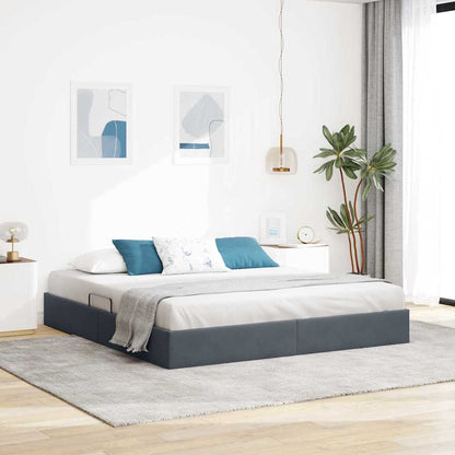 Storage Bed with Storage Dark Grey 193 x 203 cm Velvet