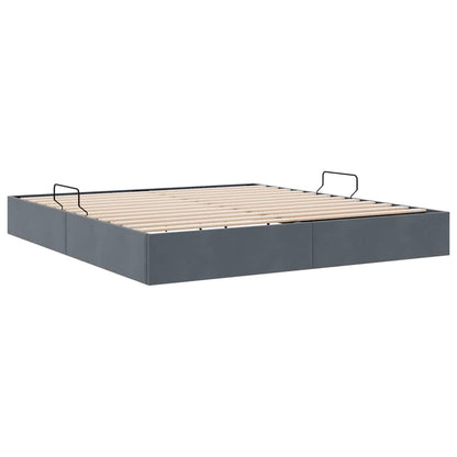 Storage Bed with Storage Dark Grey 193 x 203 cm Velvet