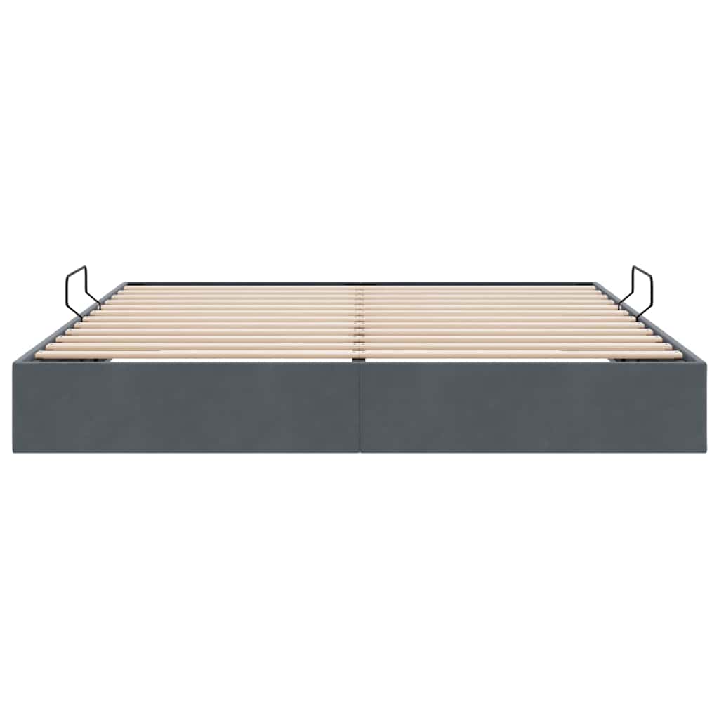 Storage Bed with Storage Dark Grey 193 x 203 cm Velvet