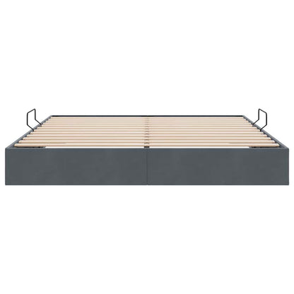 Storage Bed with Storage Dark Grey 193 x 203 cm Velvet
