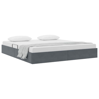 Storage Bed with Storage Dark Grey 193 x 203 cm Velvet