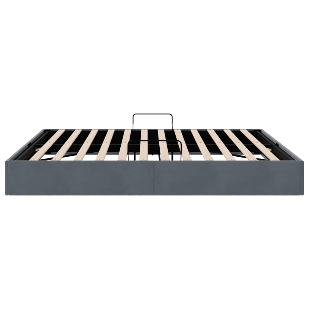 Storage Bed with Storage Dark Grey 193 x 203 cm Velvet