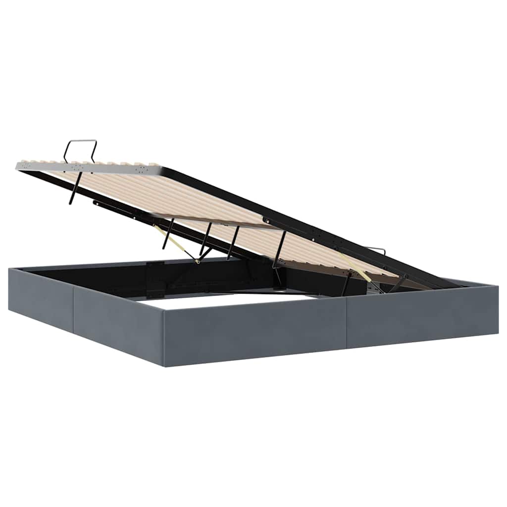 Storage Bed with Storage Dark Grey 183 x 213 cm Velvet