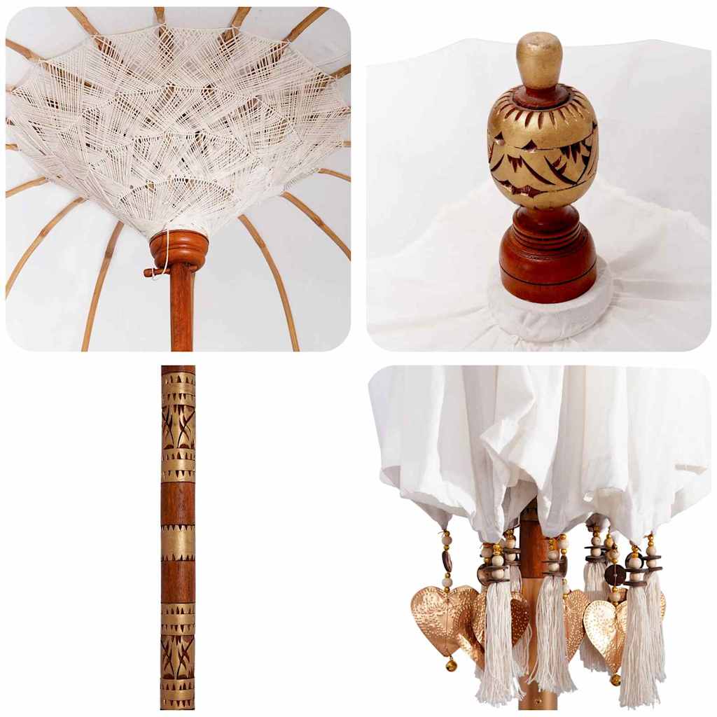 Balinese Parasol with Base Cream 185 x 185 x 260 cm