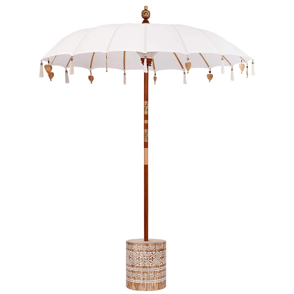 Balinese Parasol with Base Cream 185 x 185 x 260 cm