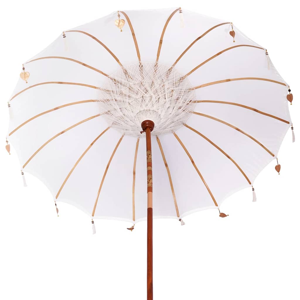 Balinese Parasol with Base Cream 215 x 215 x 260 cm
