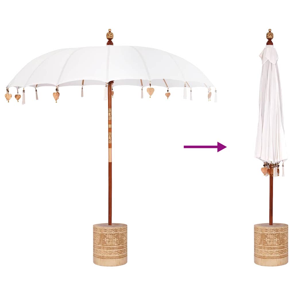 Balinese Parasol with Base Cream 215 x 215 x 260 cm