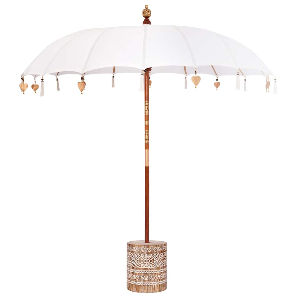 Balinese Parasol with Base Cream 215 x 215 x 260 cm
