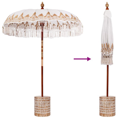 Balinese Parasol Cream 180-190 cm Cotton and solid wood