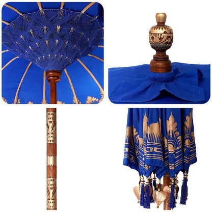 Balinese Parasol Blue 180-190 cm Cotton and solid wood
