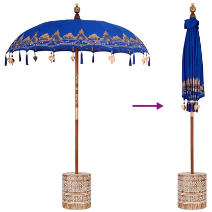 Balinese Parasol Blue 180-190 cm Cotton and solid wood