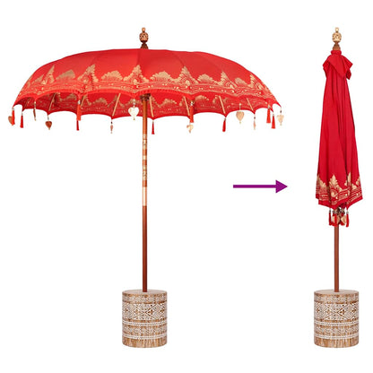 Balinese Parasol Red 215 x 215 x 260 cm Cotton and solid wood
