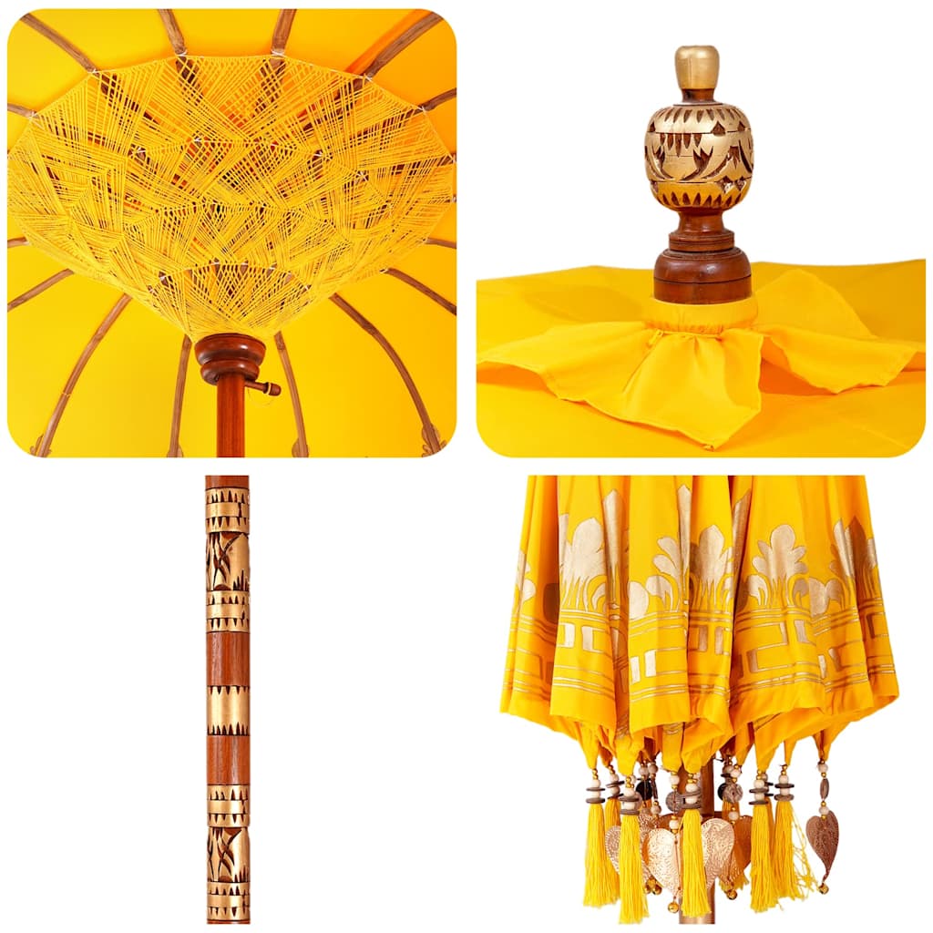 Balinese Parasol Yellow 180-190 cm Cotton and solid wood