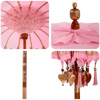 Balinese Parasol Pink 215 x 215 x 260 cm Cotton and solid wood