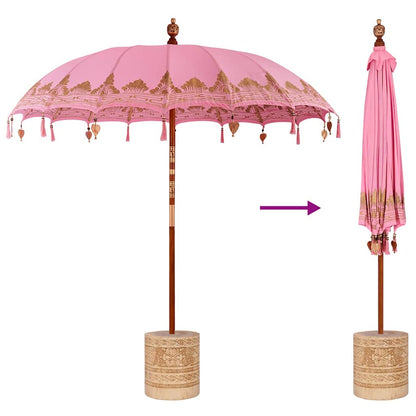 Balinese Parasol Pink 215 x 215 x 260 cm Cotton and solid wood