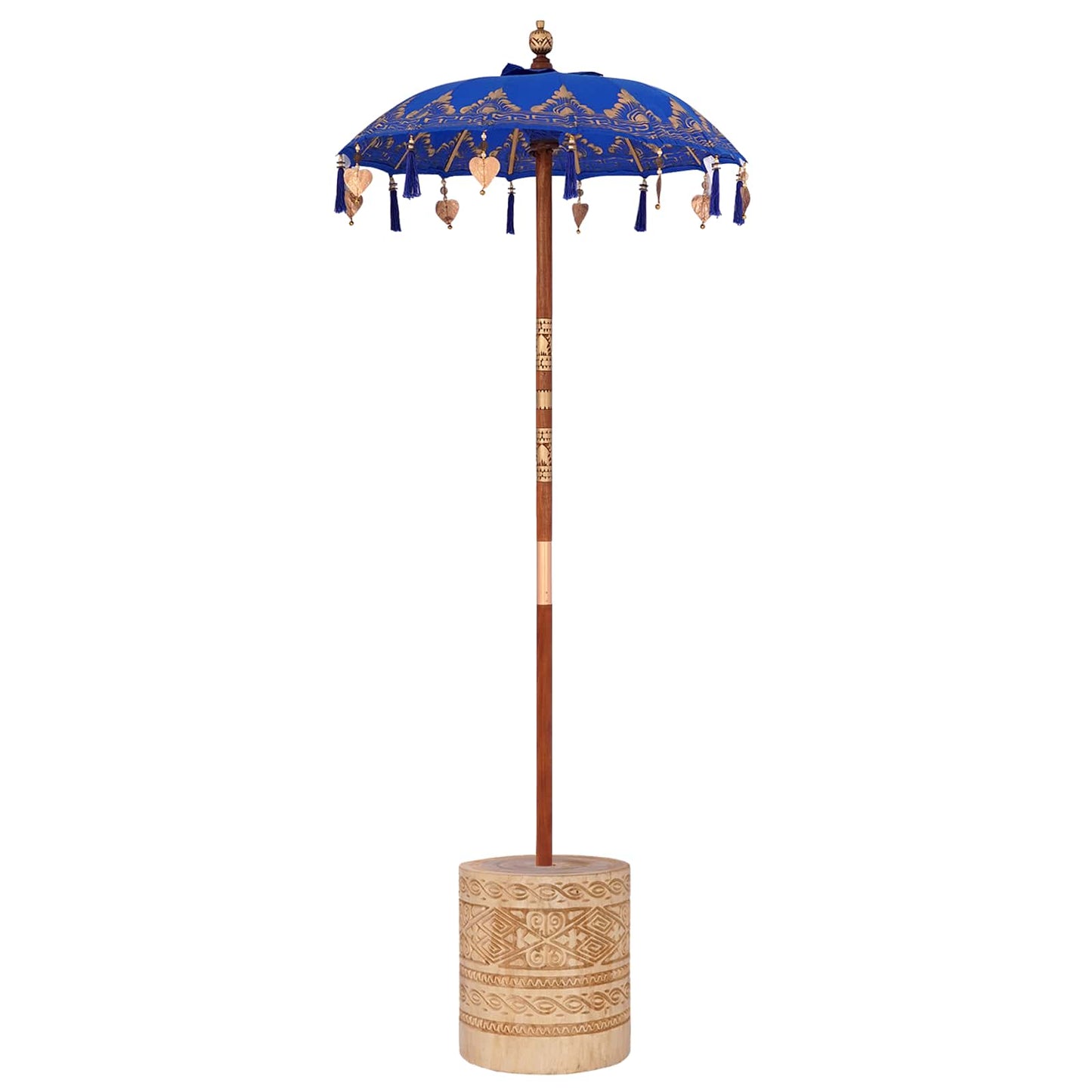 Parasol with Base Blue 95 x 95 x 260 cm Cotton and Wood