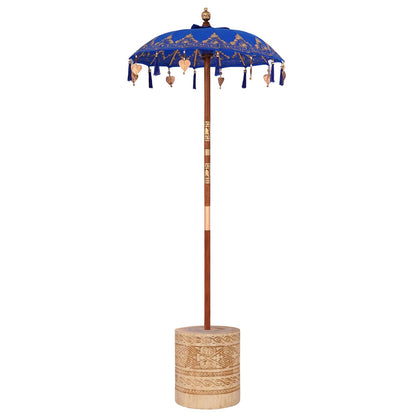 Parasol with Base Blue 95 x 95 x 260 cm Cotton and Wood