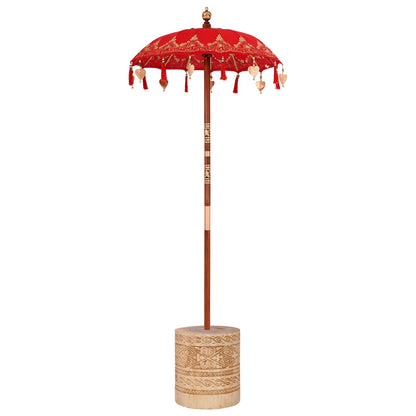Parasol with Base Red 95 x 95 x 260 cm Cotton and Wood
