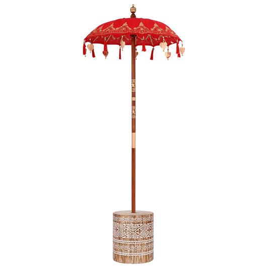 Parasol with Base Red 95 x 95 x 260 cm Cotton and Wood