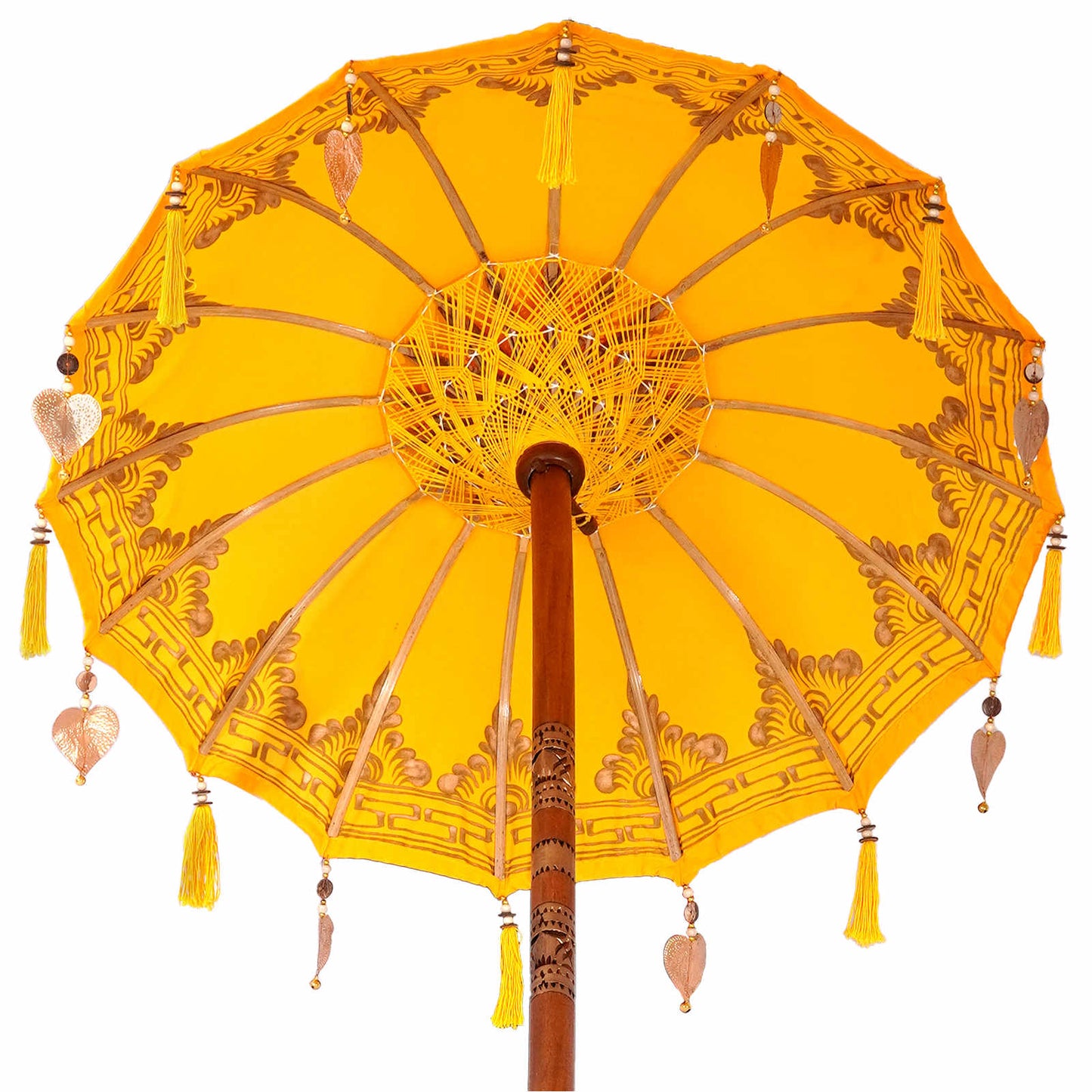Parasol with Base Yellow 95 x 95 x 260 cm Cotton and Wood