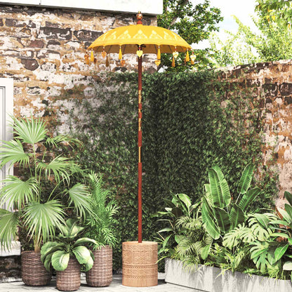 Parasol with Base Yellow 95 x 95 x 260 cm Cotton and Wood