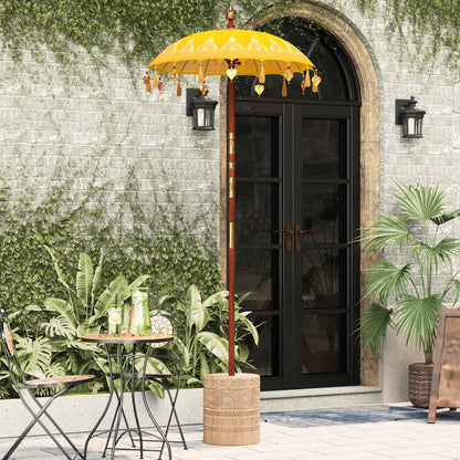 Parasol with Base Yellow 95 x 95 x 260 cm Cotton and Wood