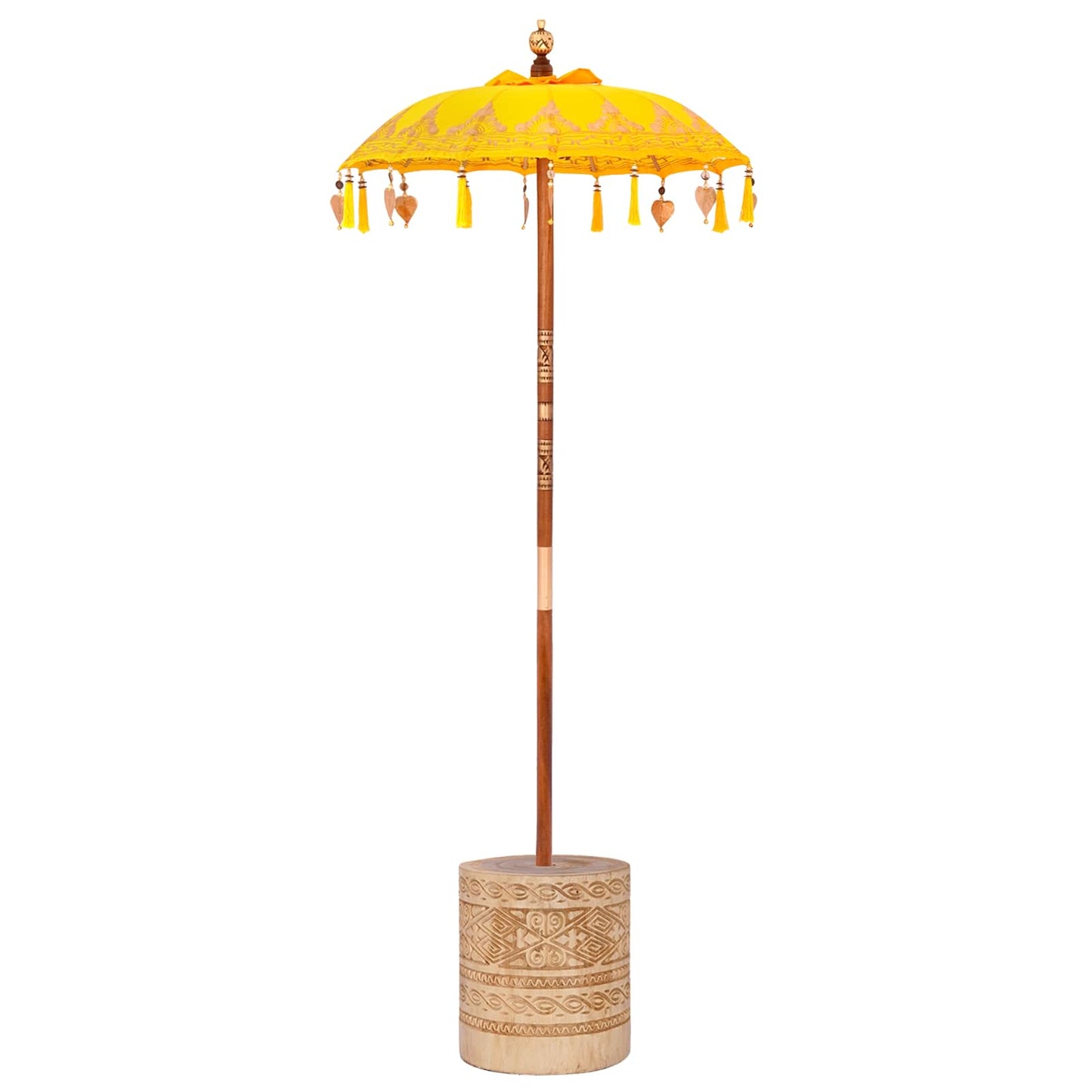 Parasol with Base Yellow 95 x 95 x 260 cm Cotton and Wood