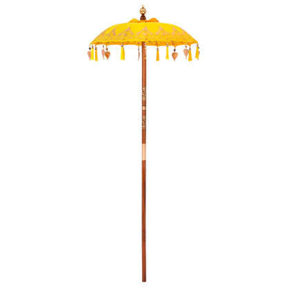 Parasol with Base Yellow 95 x 95 x 260 cm Cotton and Wood