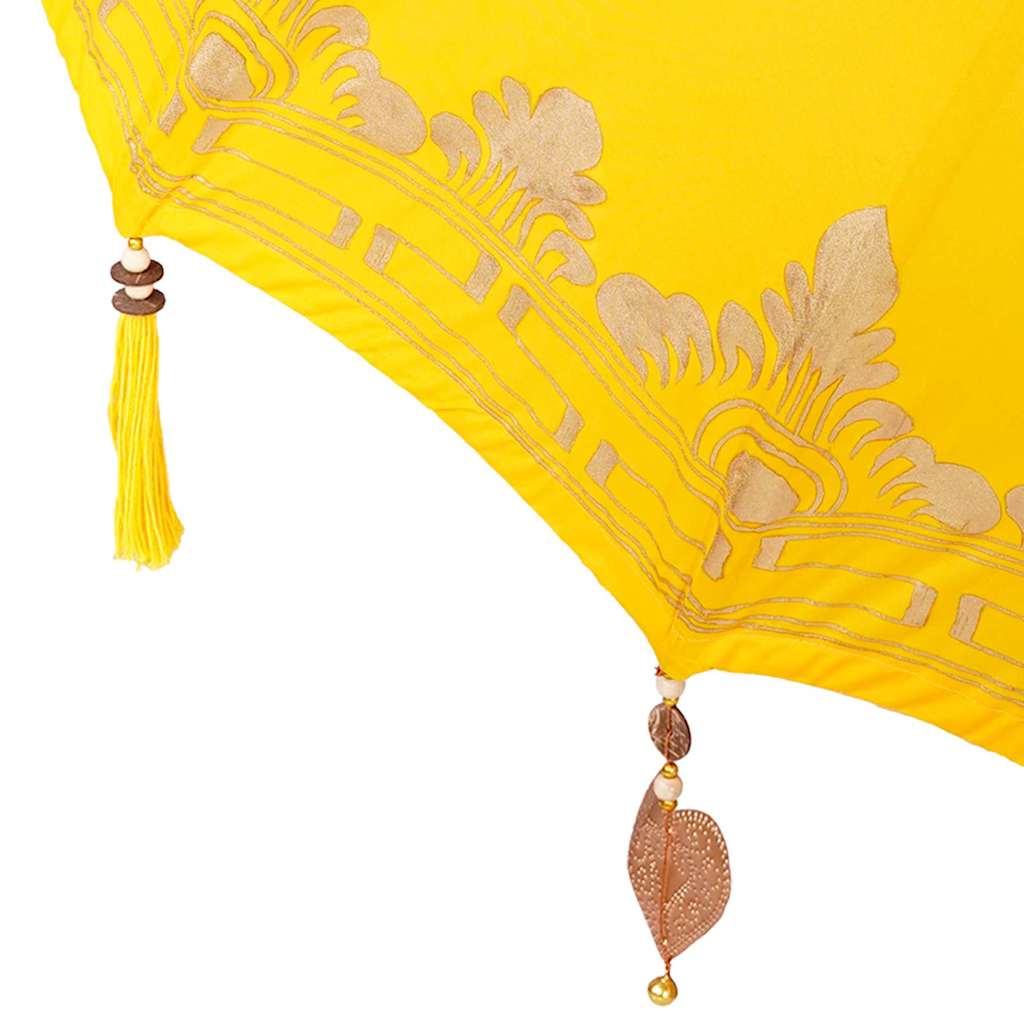 Parasol with Base Yellow 95 x 95 x 260 cm Cotton and Wood