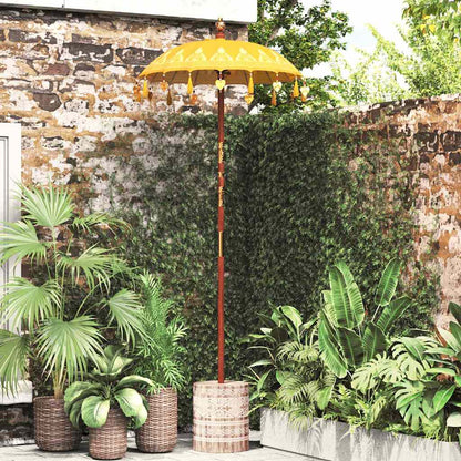 Parasol with Base Yellow 95 x 95 x 260 cm Cotton and Wood
