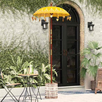 Parasol with Base Yellow 95 x 95 x 260 cm Cotton and Wood