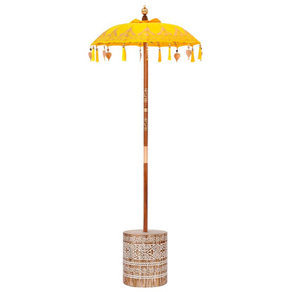 Parasol with Base Yellow 95 x 95 x 260 cm Cotton and Wood