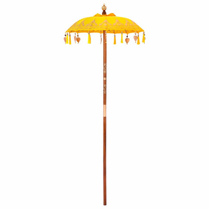 Parasol with Base Yellow 95 x 95 x 260 cm Cotton and Wood