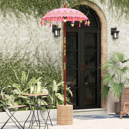 Parasol with Base Pink 95 x 95 x 260 cm Cotton and Wood
