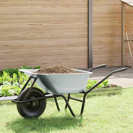 Wheelbarrow Silver and Black 100 L 150 kg Galvanized Steel