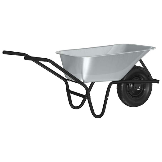 Wheelbarrow Silver and Black 100 L 150 kg Galvanized Steel