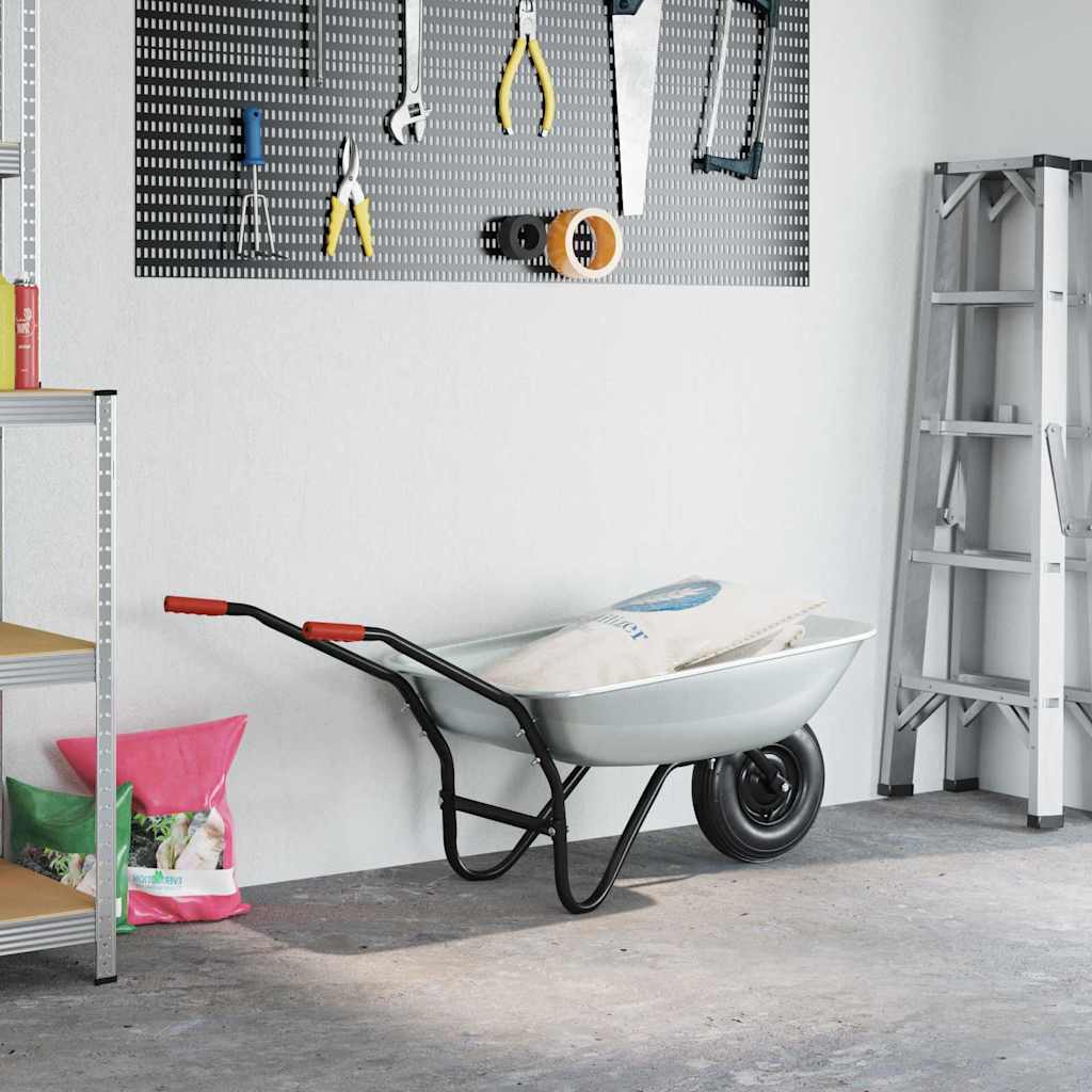 Wheelbarrow Silver and Black 133 x 62.5 x 58 cm Steel