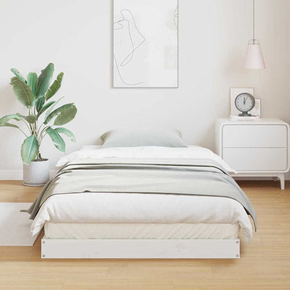 Floor Bed Frame White 80 x 210 cm Solid Pine Wood