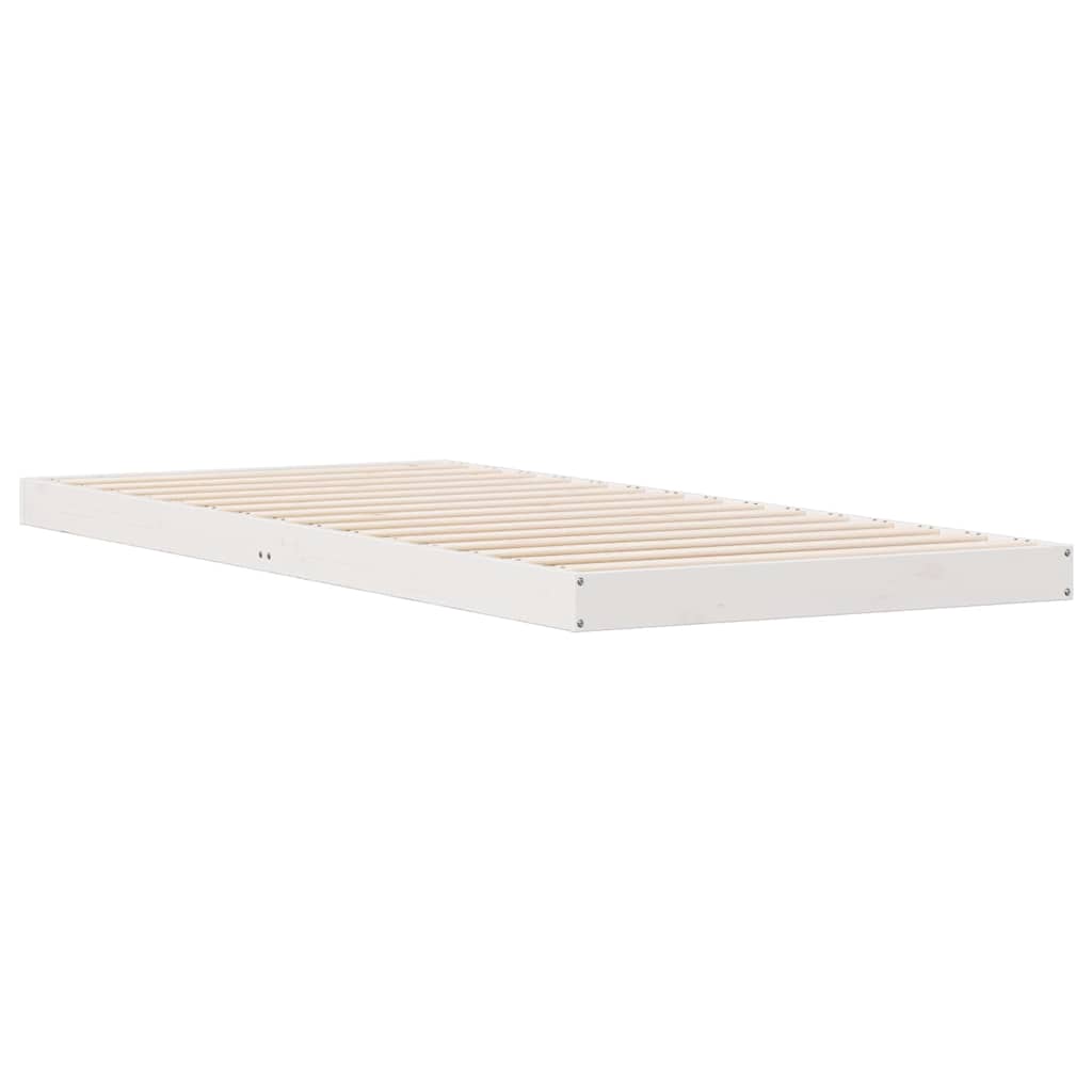 Floor Bed Frame White 80 x 210 cm Solid Pine Wood