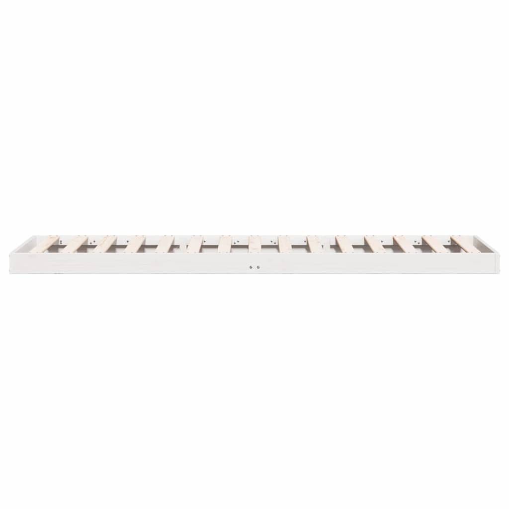 Floor Bed Frame White 80 x 210 cm Solid Pine Wood